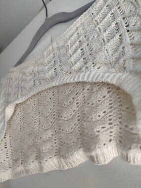 Set of 2 Arm Warmer Crochet Sweater Bolero Cream White and Black